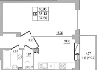 1-ком. квартира на продажу, 37.6 м2, Псков, улица Юности, 32, ЖК Смарт-квартал