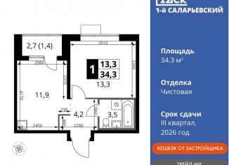 Продажа 1-ком. квартиры, 34.3 м2, Смоленск, Киевское шоссе, 1