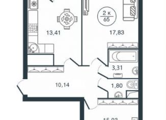 Продается 2-комнатная квартира, 65 м2, Тверь, улица Левитана, 72Б