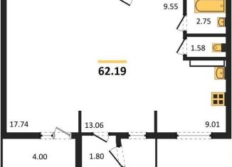 Продажа 2-ком. квартиры, 62.2 м2, Новосибирская область