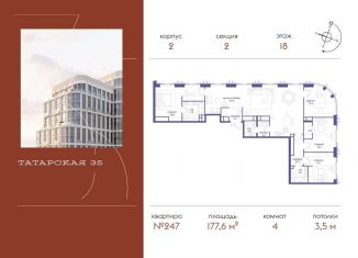 Продам 4-ком. квартиру, 177.6 м2, Москва, метро Новокузнецкая, Большая Татарская улица, 35с3