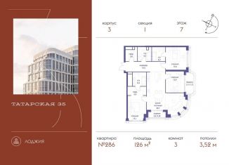 Продам 3-комнатную квартиру, 126 м2, Москва, Большая Татарская улица, 35с4, метро Новокузнецкая