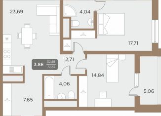 2-ком. квартира на продажу, 79.8 м2, Екатеринбург