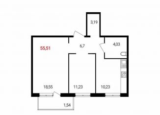 Продажа двухкомнатной квартиры, 55.5 м2, Красноярск, Соколовская улица, к2.2