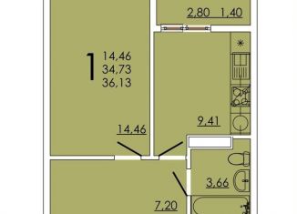 Продается 1-комнатная квартира, 36.1 м2, Ростов-на-Дону