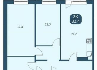 Трехкомнатная квартира на продажу, 83.4 м2, Новосибирск, Междуреченская улица, 7/1