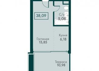 Продаю однокомнатную квартиру, 38.1 м2, Крым, улица Мухина, 17А