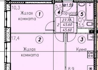 Продажа 2-комнатной квартиры, 45.6 м2, Московская область, Больничный переулок