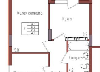 Продам 2-ком. квартиру, 44.3 м2, Калининград, Центральный район