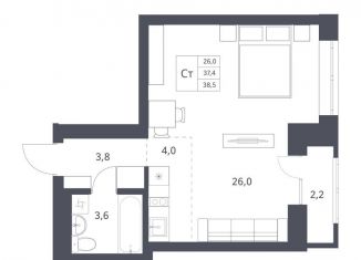 Продаю квартиру студию, 37.4 м2, Новосибирск, Красный проспект, 236