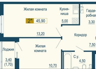 Продажа двухкомнатной квартиры, 45.9 м2, Екатеринбург, Верх-Исетский район