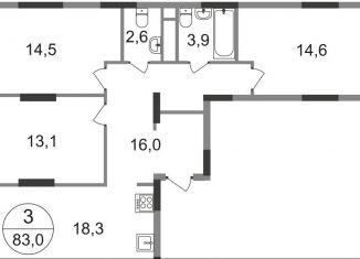 Продаю трехкомнатную квартиру, 83 м2, Москва, 2-я Боровская улица, 1