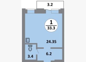 Квартира на продажу студия, 33.3 м2, Красноярский край, проспект 60 лет Образования СССР, 48