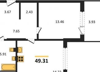 Продается 1-комнатная квартира, 49.3 м2, Воронеж, Железнодорожный район, набережная Чуева, 7