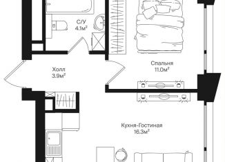 1-комнатная квартира на продажу, 35.3 м2, Москва, СЗАО, улица Маршала Бирюзова, 1к1