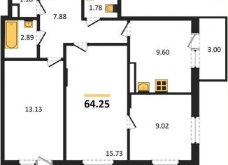 Трехкомнатная квартира на продажу, 64.2 м2, Воронеж