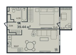 Продается 1-ком. квартира, 39.4 м2, Выборг, Малая Каменная улица, 10к1