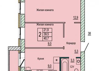 Продается двухкомнатная квартира, 40.7 м2, Волгоград, ЖК Колизей