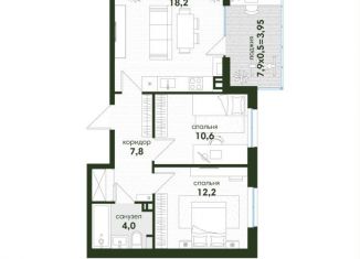 Продается двухкомнатная квартира, 56.8 м2, Краснодар, Прикубанский округ