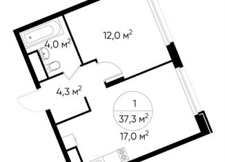 Продам 1-комнатную квартиру, 37.3 м2, Москва, деревня Рассказовка, 1