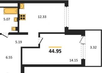 1-комнатная квартира на продажу, 45 м2, Воронеж, Железнодорожный район, набережная Чуева, 7