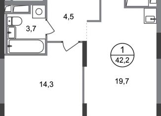 Продажа 1-комнатной квартиры, 42.2 м2, деревня Рассказовка, деревня Рассказовка, 2