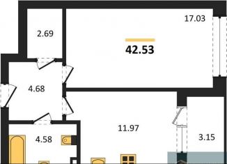 Продам 1-комнатную квартиру, 42.5 м2, Воронеж