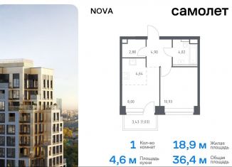 1-комнатная квартира на продажу, 36.4 м2, Москва, жилой комплекс Нова, к1