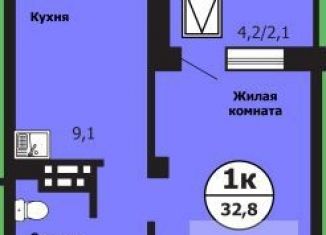 Продам 1-комнатную квартиру, 33.2 м2, Красноярск, Свердловский район