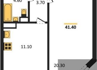 Продам однокомнатную квартиру, 41.4 м2, Воронежская область, бульвар 70 лет Победы, 5