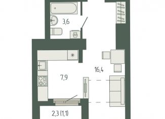 Продается квартира студия, 29.2 м2, Екатеринбург, площадь Жуковского, 8