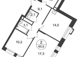 Продам двухкомнатную квартиру, 60 м2, Московский, 7-я фаза, к2