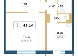 1-комнатная квартира на продажу, 41.2 м2, Красноярский край, улица Светлова, 42