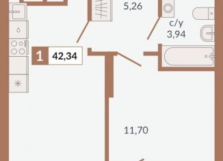 Продается однокомнатная квартира, 42.3 м2, Свердловская область