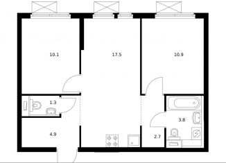 Продается 2-ком. квартира, 51.2 м2, Московская область