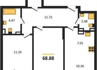 Продается двухкомнатная квартира, 68.9 м2, Воронеж