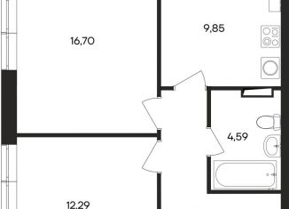 Продается двухкомнатная квартира, 51.7 м2, поселок городского типа Заозерное