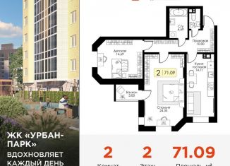 Продам 2-ком. квартиру, 71.1 м2, Тверь