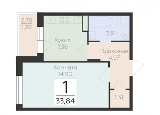 1-ком. квартира на продажу, 33.8 м2, Воронеж, улица 45-й Стрелковой Дивизии, 259/27