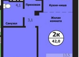 Продам 2-комнатную квартиру, 42 м2, Красноярск