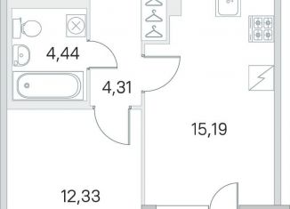 Продажа однокомнатной квартиры, 38.3 м2, посёлок Шушары