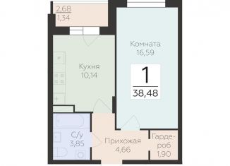 Продается 1-комнатная квартира, 38.5 м2, Воронеж, улица 45-й Стрелковой Дивизии, 259/27