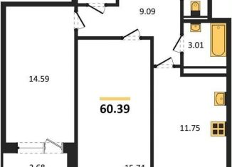 Продаю 2-комнатную квартиру, 60.4 м2, Воронежская область