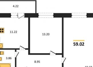 2-комнатная квартира на продажу, 59 м2, Воронежская область