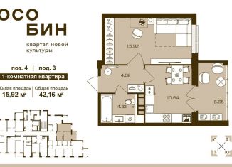 1-комнатная квартира на продажу, 42.2 м2, Брянская область