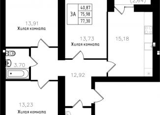 Продам 3-ком. квартиру, 77.3 м2, Казань