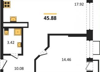 Продаю 1-ком. квартиру, 45.9 м2, Воронеж, набережная Чуева, 7, Железнодорожный район