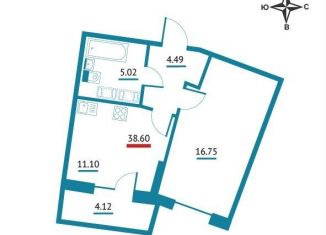 Однокомнатная квартира на продажу, 38.6 м2, Карелия, Оборонная улица