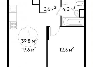 Продажа 1-комнатной квартиры, 39.8 м2, Московский