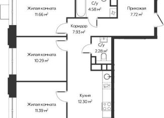 Продается 3-ком. квартира, 68.2 м2, Одинцово, жилой комплекс Каштановая Роща, 1.3